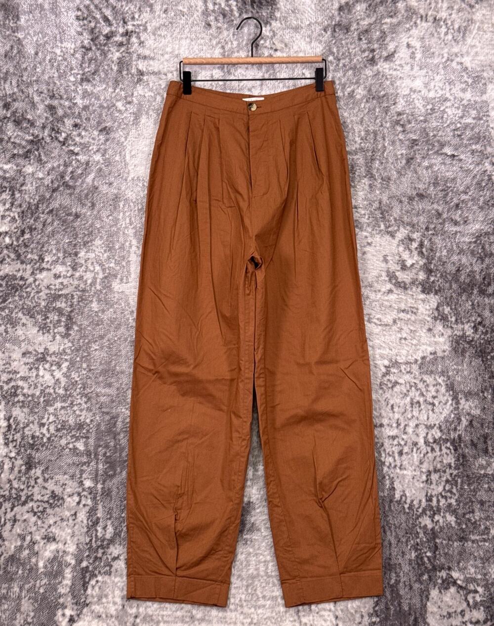 New Doen Pants 10 Womens Cotton Woven High Rise Pleated Trouser